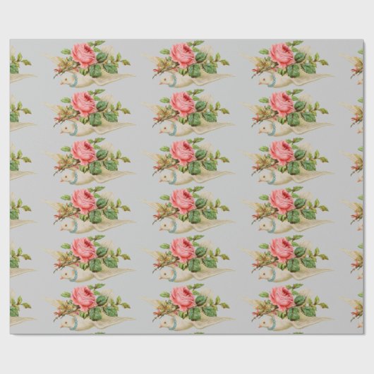 Tauben-tragende Rose Geschenkpapier (Flach)