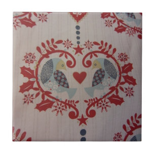 Tauben u. Herzen -- Pennsylvania-Holländer Fliese