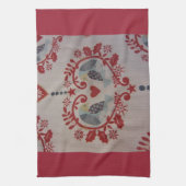 Tauben u. Herzen -- Pennsylvania-Holländer Geschirrtuch (Vertikal)