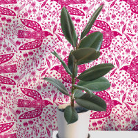 Tauben und Blume Magenta Rosa und Weiße Vogelkunst