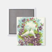 Tauben und Blume Magnet (Vorderseite/Rückseite)