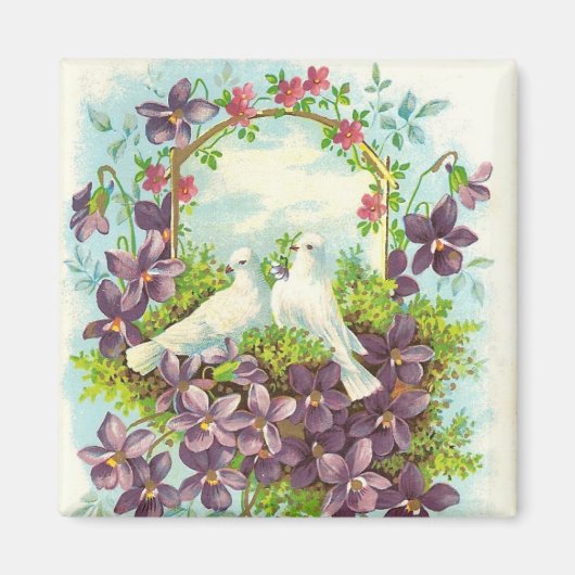 Tauben und Blume Magnet (Vorne)