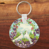 Tauben und Blume Schlüsselanhänger (Vorderseite)