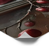 Tauben- und Granatapfel-Kunstposter, dunkles Cotta Poster (Ecke)