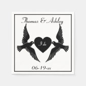 Tauben und Herz Serviette (Vorderseite)