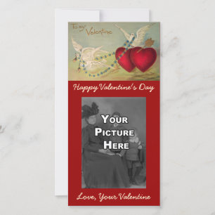Tauben und Herzen Valentinstag Fotokarte Feiertagskarte