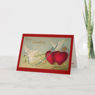 Tauben und HerzenVintage Valentine-Karte Feiertagskarte