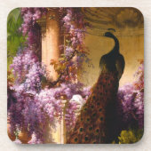 Tauben und Pfauen im Garten Getränkeuntersetzer (Vorderseite)