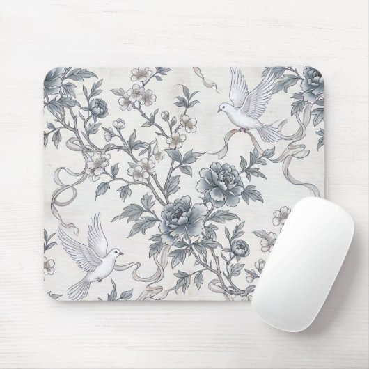 Tauben und Pfingstrosen mit Bändern Mousepad (Mit Mouse)