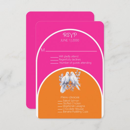 Tauben und Ringe Heiß rosa und Mandarine Arkiert (Vorne/Hinten)