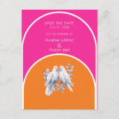 Tauben und Ringe Heiß rosa und Mandarine Arkiert Postkarte (Vorderseite)