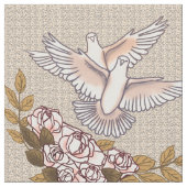 Tauben und Rose Stoff (Nahaufnahme)