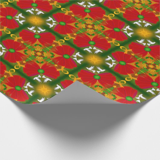 Tauben und Weihnachtsmänner Geschenkpapier (Ecke)
