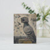 Tauben Vogel Kamera Collage Postkarte (Stehend Vorderseite)