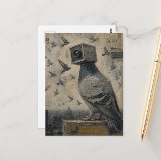 Tauben Vogel Kamera Collage Postkarte (Vorderseite/Rückseite Beispiel)