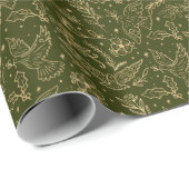 Tauben von Frieden Grün Shimmer Gold Foil Blüte Geschenkpapier (Rolleneckpunkt)