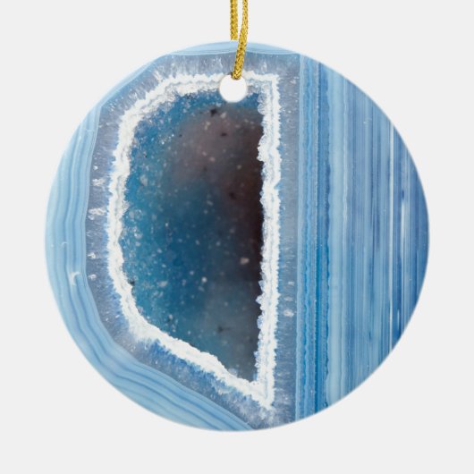 Taubenblaues Geode Druzy Keramikornament (Vorne)