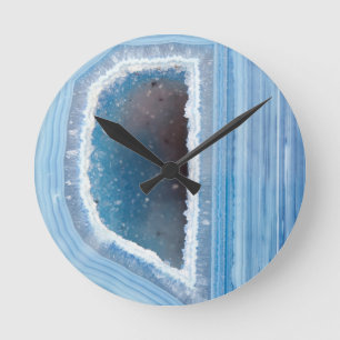 Taubenblaues Geode Druzy Runde Wanduhr