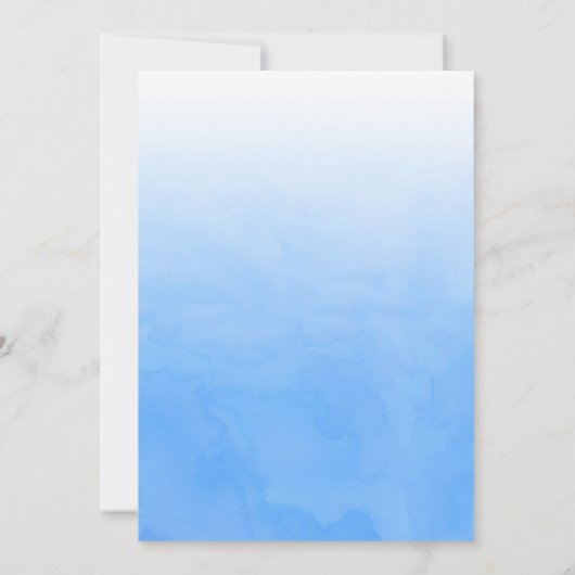 Taubenblaues Ombre Aquarell Einladung (Rückseite)