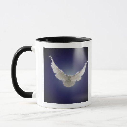 Taubenfliegen durch Lichtstrahl Tasse (Links)