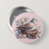 Taubennest mit Blume und Olivenzweigen Button (Vorne & Hinten)
