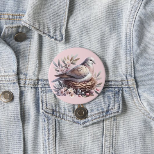 Taubennest mit Blume und Olivenzweigen Button (Beispiel)