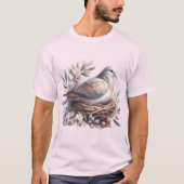 Taubennest mit Blume und Olivenzweigen T-Shirt (Vorderseite)