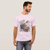 Taubennest mit Blume und Olivenzweigen T-Shirt (Vorne ganz)