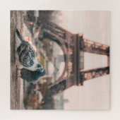 Taubenpaar in front of Paris Eiffel Tower Puzzle (Horizontal)