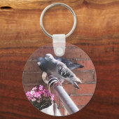 Taubenpaare und rosa Blume Schlüsselanhänger (Vorderseite)