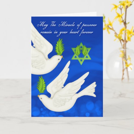 Taubenpferd mit Olivenblättern und Stern Karte (Gelbe Blume)