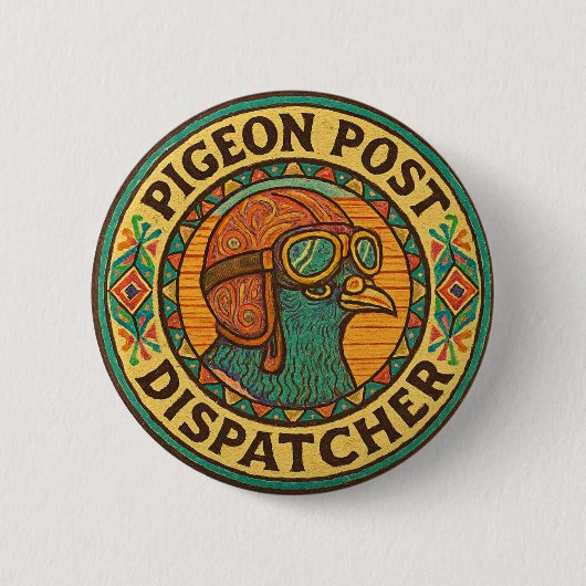 Taubenpost-Versandmitarbeiter - Vintage-Aviator-Vo Button (Vorderseite)