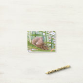 Taubenrassen auf dem Nest zwischen Palmen Blätter. Post-it Klebezettel (Auf Schreibtisch)