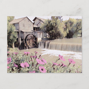 Taubenschmiede Alte Mill Aquarell mit Blume Postkarte