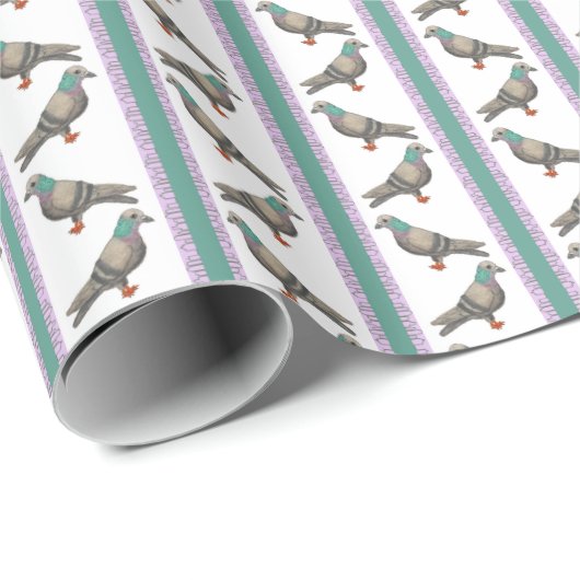 Taubenstreifen Geschenkpapier (Rolleneckpunkt)