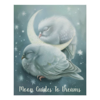 Taubenvogel, der auf dem Mond schläft Poster