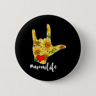 Taubheit ASL Gebärdensprache Sonnenblume I Liebe Button