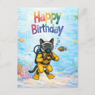 Tauch Happy Birthday Unterwasser Postkarte