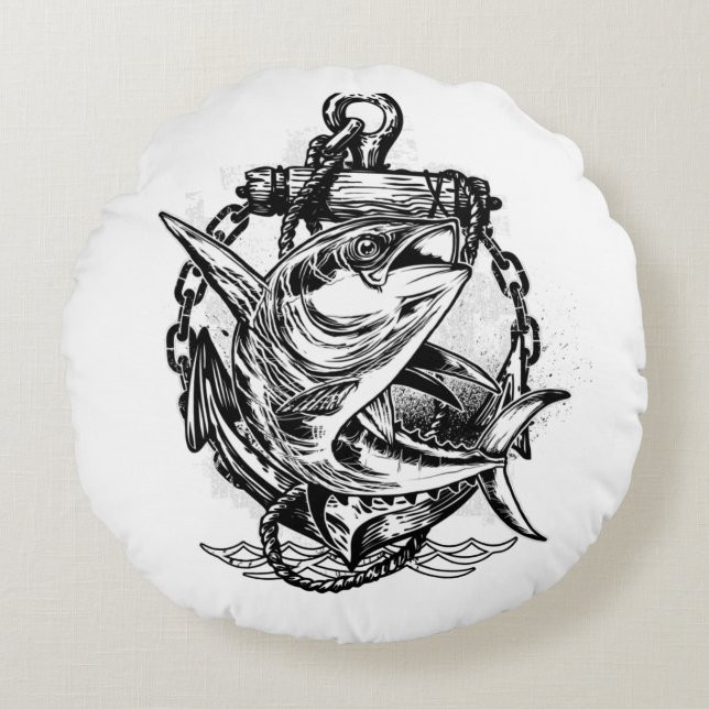 TAUCH IM MEER RUNDES KISSEN (Vorderseite)