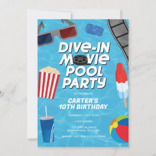 Tauch ins Filmpoolparty-Geburtstags-Einladung Einladung