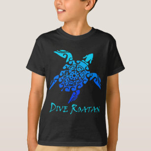 Tauch Roatan, Honduras Vintage Stammes-Schildkröte T-Shirt