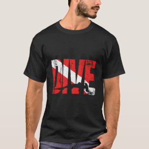 Tauch-Taucher-Unter-Flagge-Hammerhai-Retro-Look T-Shirt