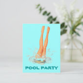 Tauchbein-Retro Swimmingpool-Party Einladungen (Stehend Vorderseite)