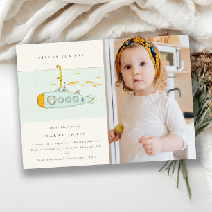 Tauchboot-Foto-Geburtstagseinladung für jedes Alte Dankeskarte