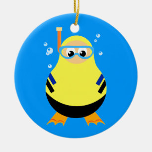 TauchCartoon Snorkeler Keramik Ornament
