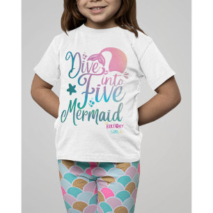 Tauche ein in das 5. Geburtstags-Mädchen Meerjungf T-Shirt