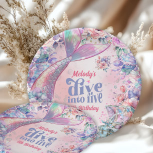 Tauche ein in den Fünf-Blumen-Glitter-Meerjungfrau Pappteller