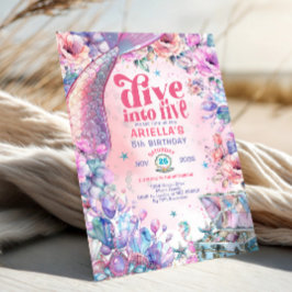 Tauche ein in Five Flower Glitter Meerjungfrauensc Einladung