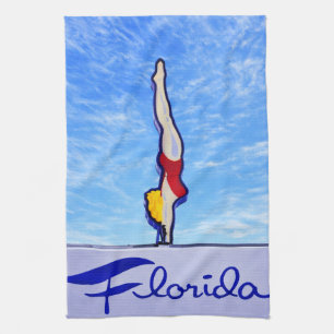 Tauche ein in Florida, Vintage-Neon-Schild, Badean Geschirrtuch