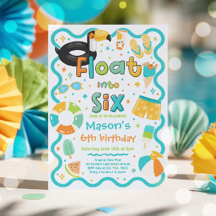 Tauche in sechs Sommer-Poolparty zum 6. Geburtstag Einladung